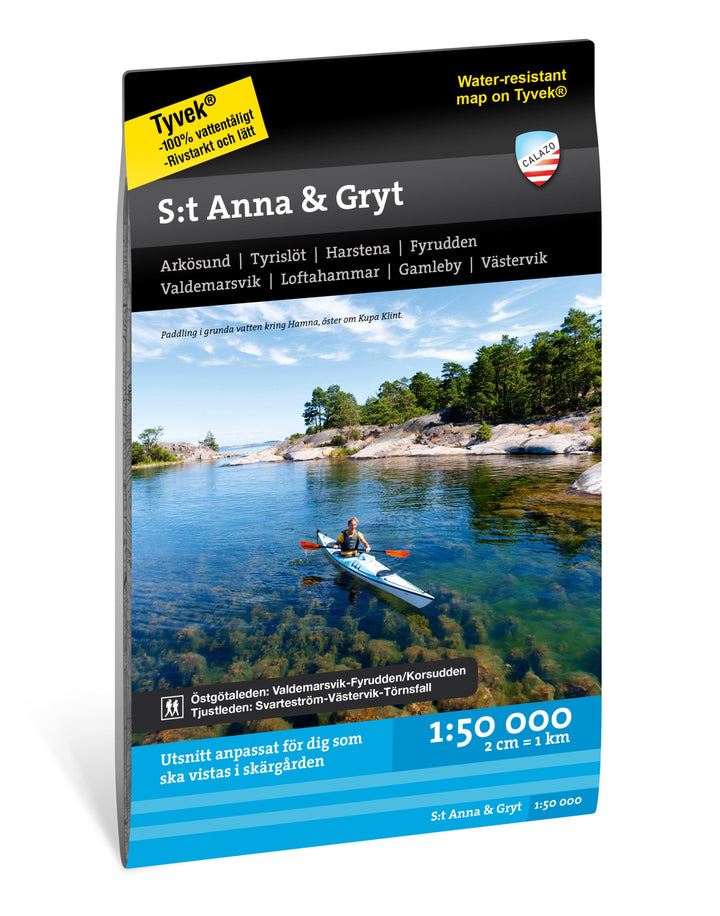 Carte de randonnée et d'activités nautiques - St Anna & Gryts skärgårdar (Suède) | Calazo - 1/50 000 carte pliée Calazo 