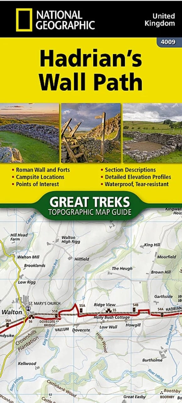 Carte de randonnée - Hadrian's Wall Path | National Geographic - Great Treks carte pliée National Geographic 