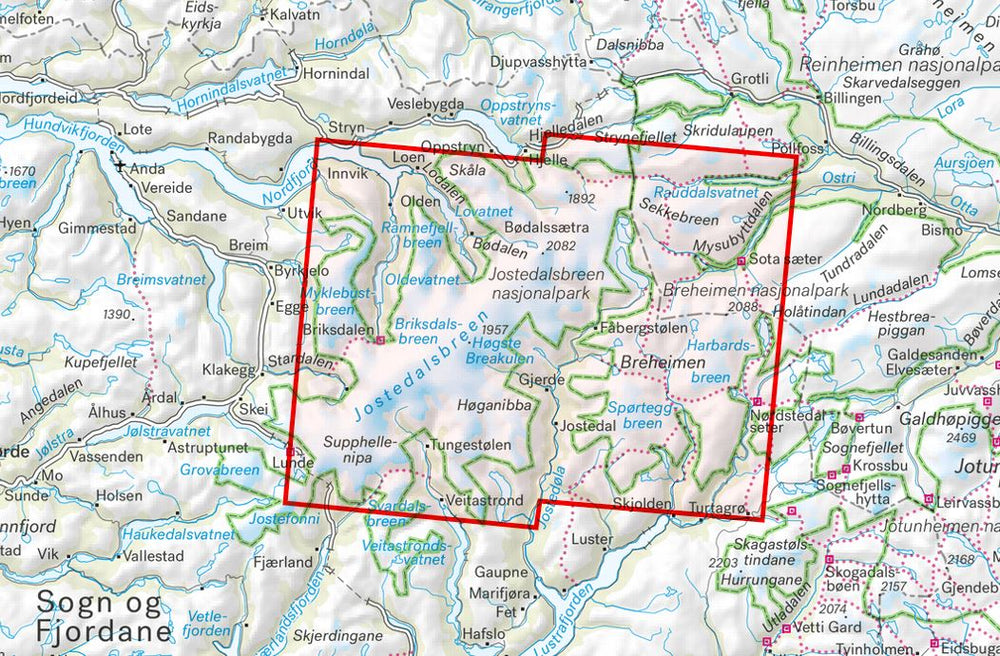Carte de randonnée - Jostedalsbreen & Breheimen (Norvège) | Calazo - 1/50 000 carte pliée Calazo 
