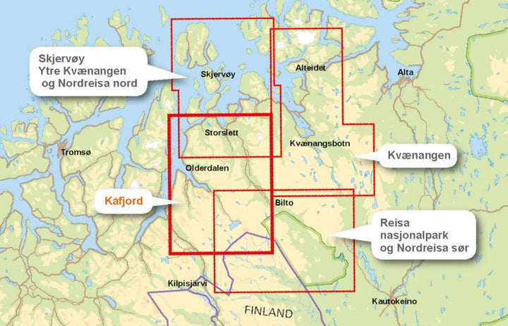 Carte de randonnée - Kåfjord (Norvège) | Calazo - 1/50 000 carte pliée Calazo 