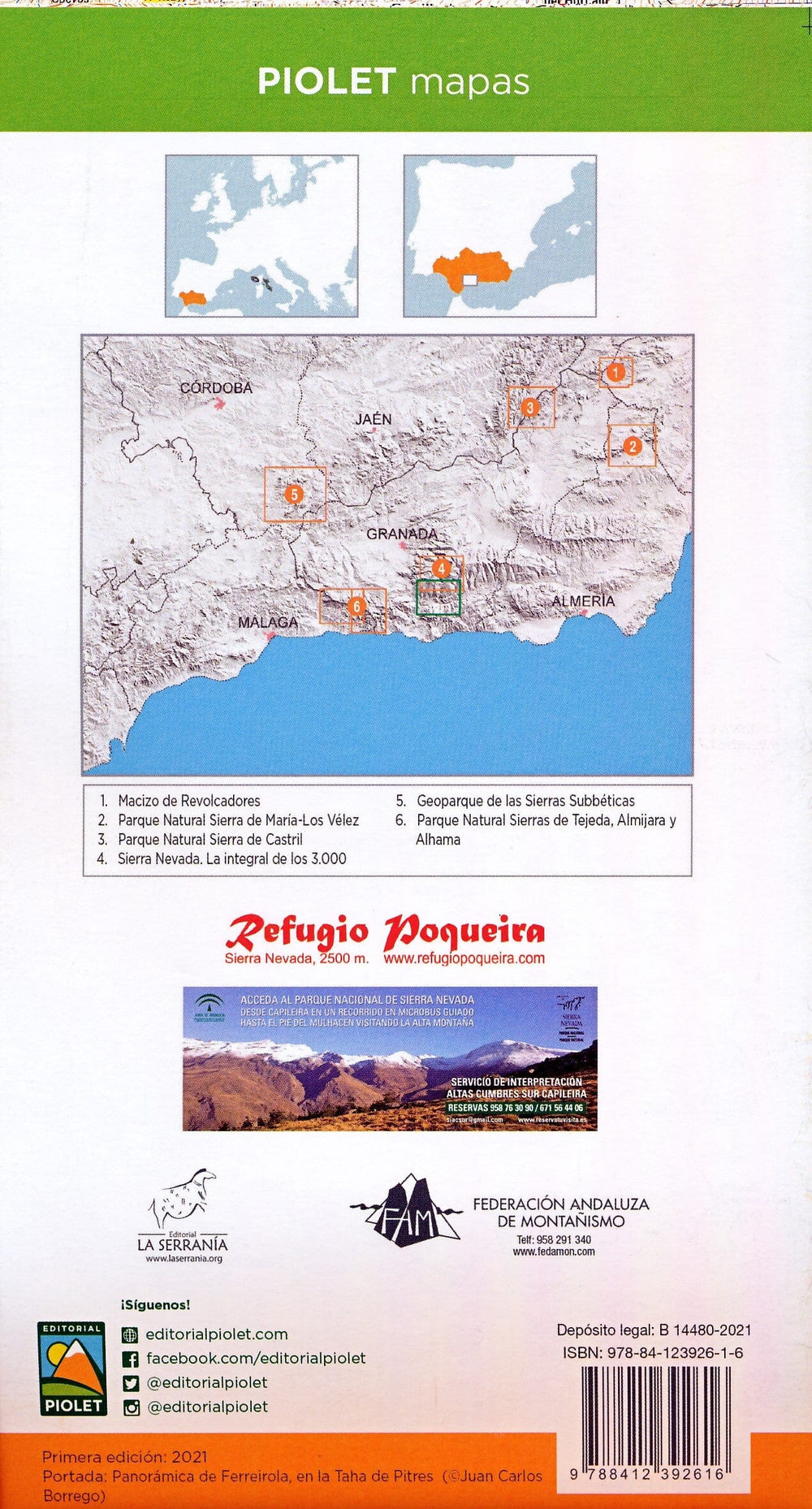 Carte de randonnée - La Alpujarra. Valles de Lanjarón, Poqueira, Taha de Pitres y Treveléz | Piolet carte pliée Editorial Piolet 