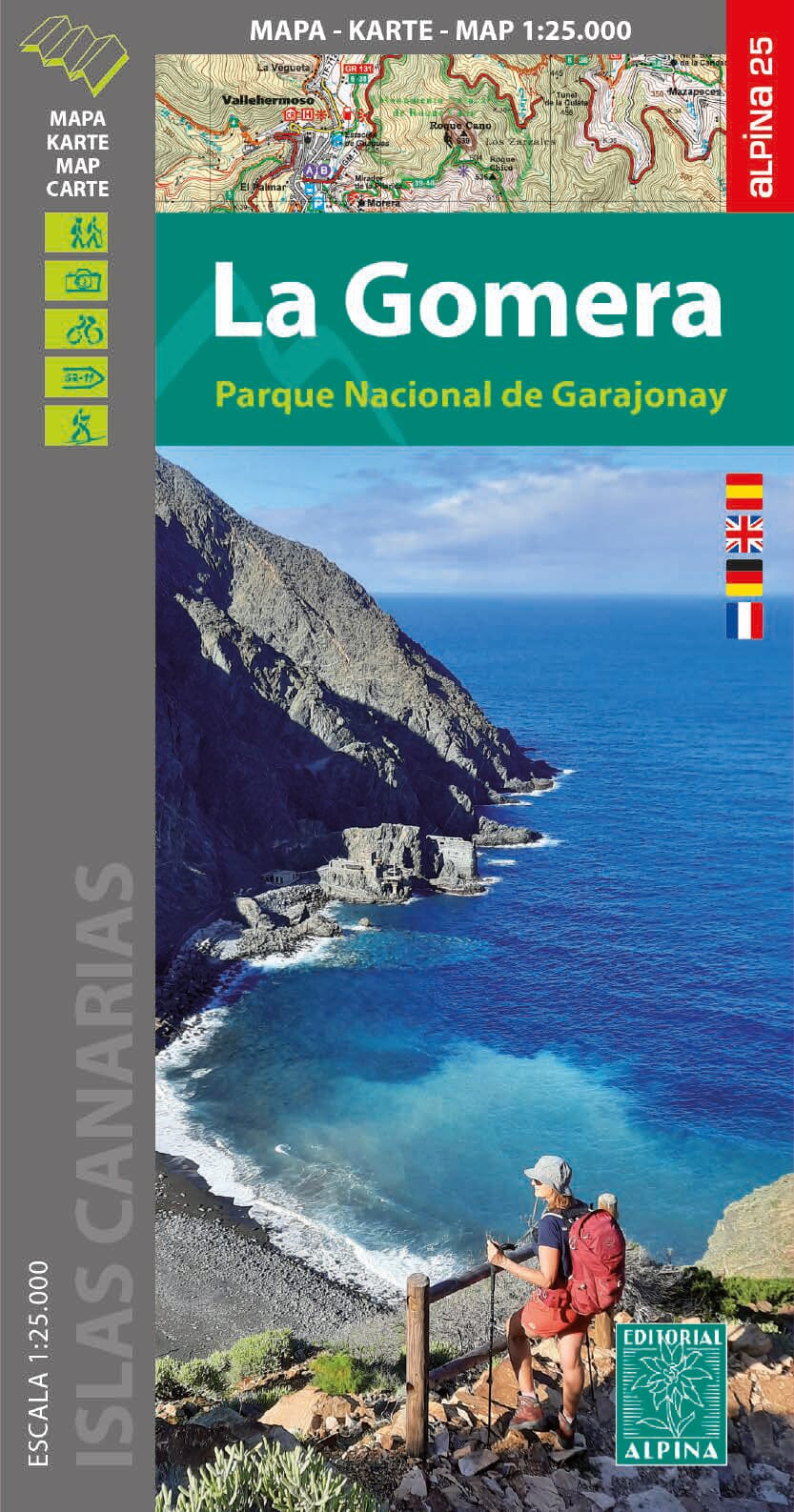 Carte de randonnée - La Gomera, avec le parc national de Garajonay | Alpina carte pliée Editorial Alpina 