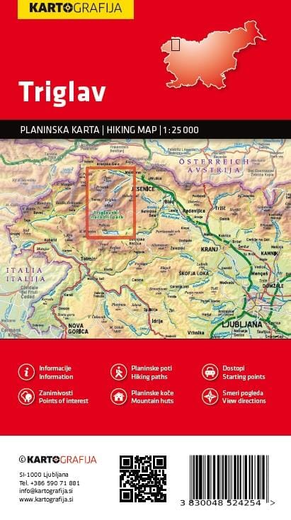 Carte de randonnée - Mont Triglav (Slovénie) | Kartografija carte pliée Kartografija 