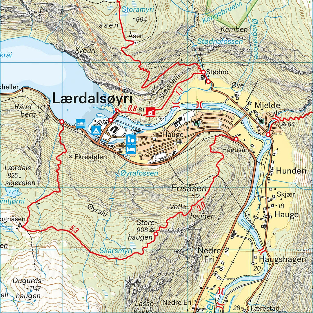 Carte de randonnée - Nærøyfjorden & Lærdalen (Norvège) | Calazo - 1/50 000 carte de randonnée Calazo 