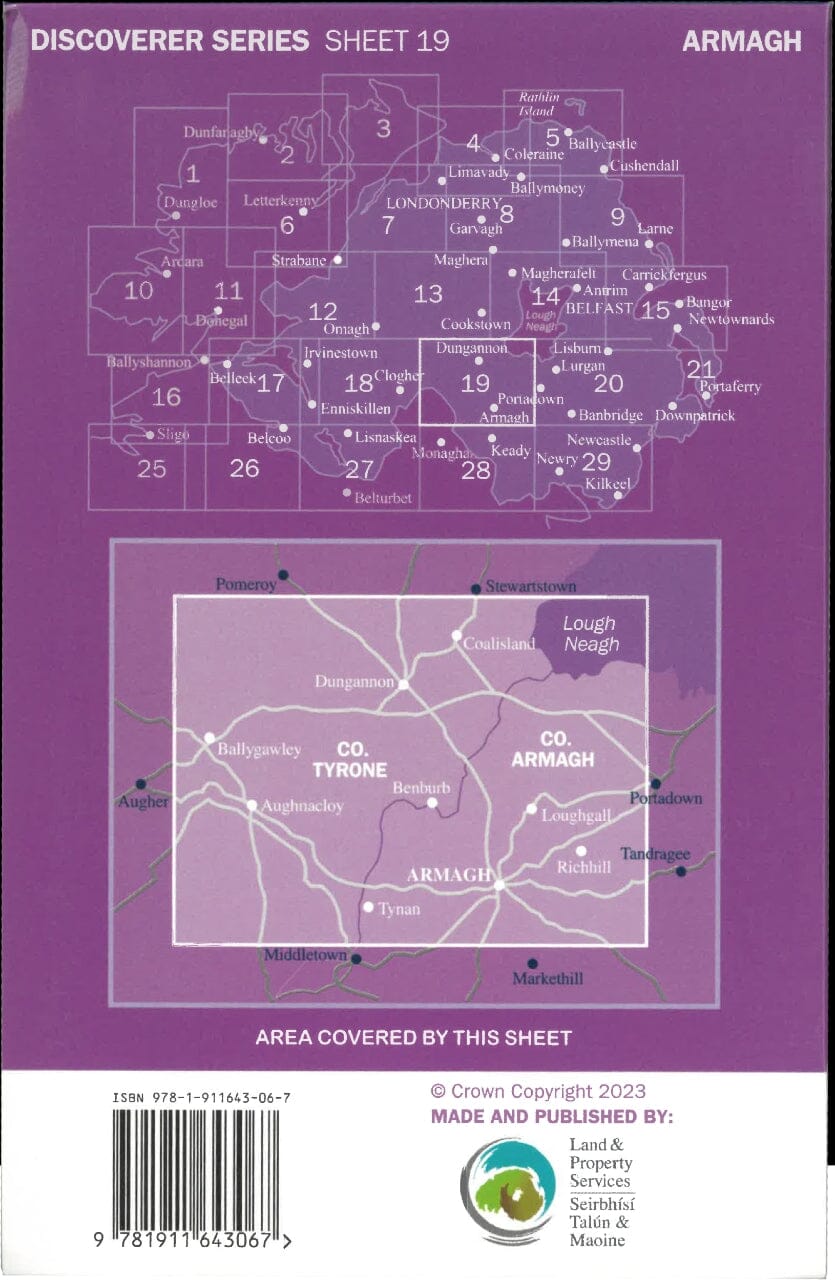 Carte de randonnée n° 019 - Armagh (Irlande du Nord) | Ordnance Survey - Discoverer carte pliée Ordnance Survey 