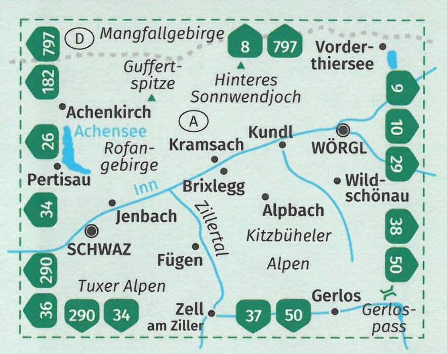 Carte de randonnée n° 028 - Vorderes Zillertal, Achensee, Alpbachtal, Wildschönau (Autriche) | Kompass carte pliée Kompass 