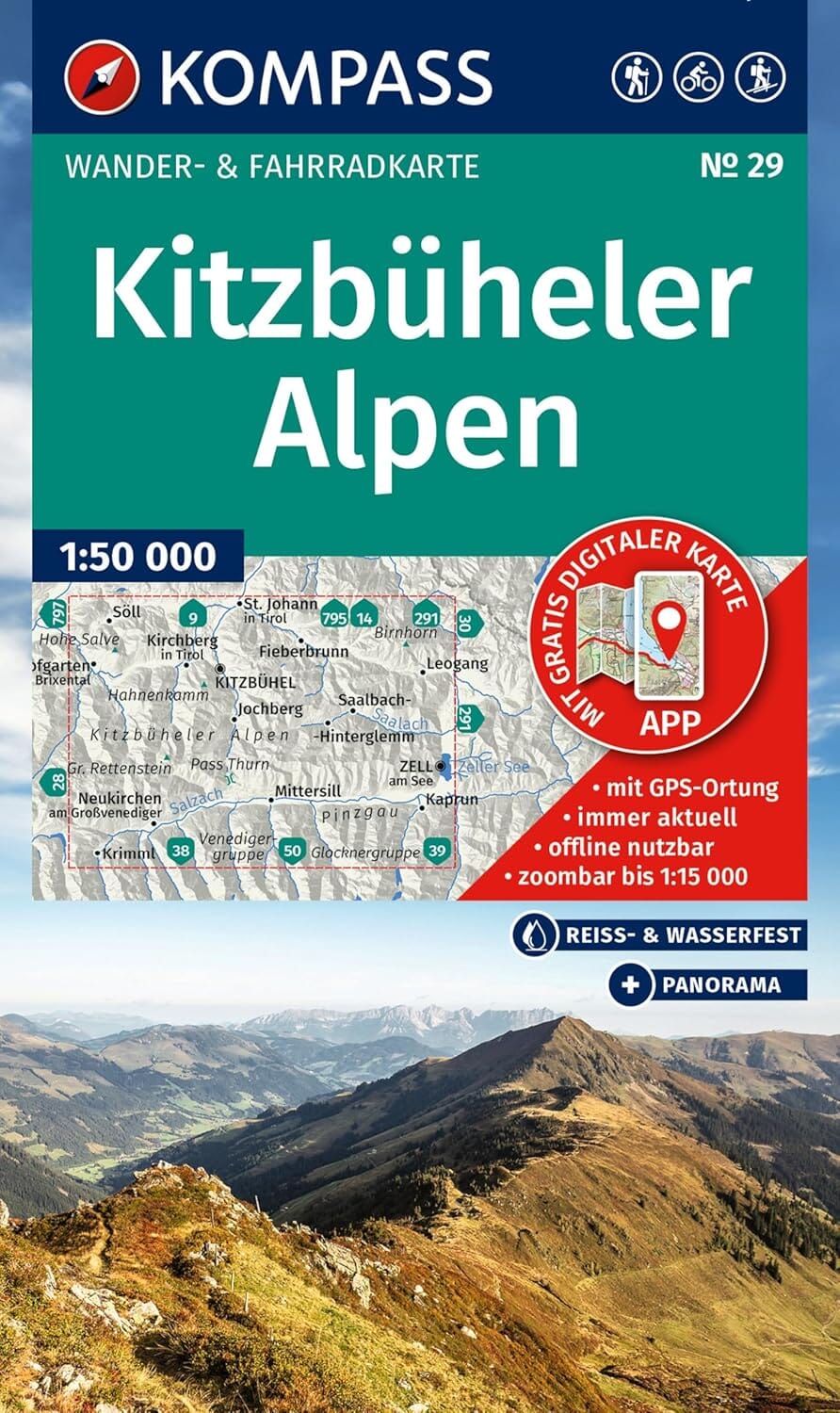 Carte de randonnée n° 029 - Kitzbüheler Alpen (Tyrol, Autriche) | Kompass carte pliée Kompass 
