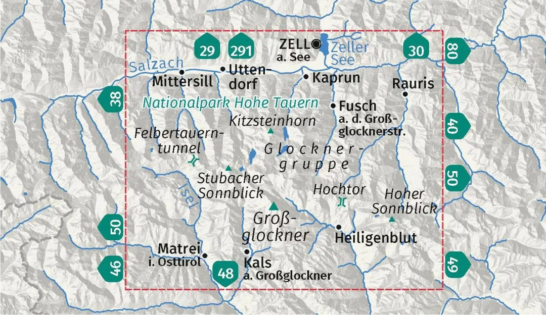 Carte de randonnée n° 039 - Groupe Glockner, Parc national du Hohe Tauern (Autriche) | Kompass carte pliée Kompass 