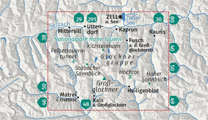 Carte de randonnée n° 039 - Groupe Glockner, Parc national du Hohe Tauern (Autriche) | Kompass carte pliée Kompass 