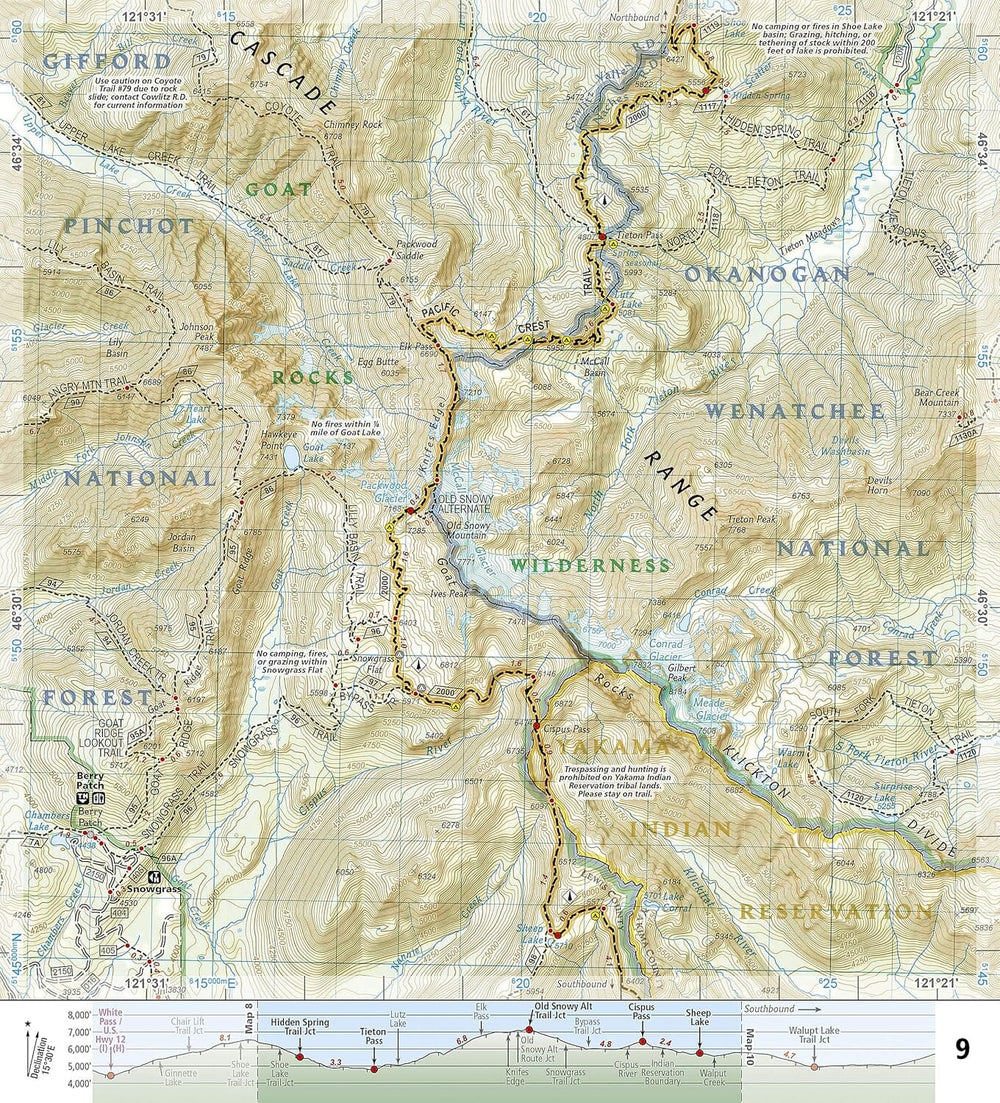 Carte de randonnée n° 1003 - Pacific Crest Trail : Snoqualmie Pass to Cascade Locks (Washington) | National Geographic carte pliée National Geographic 