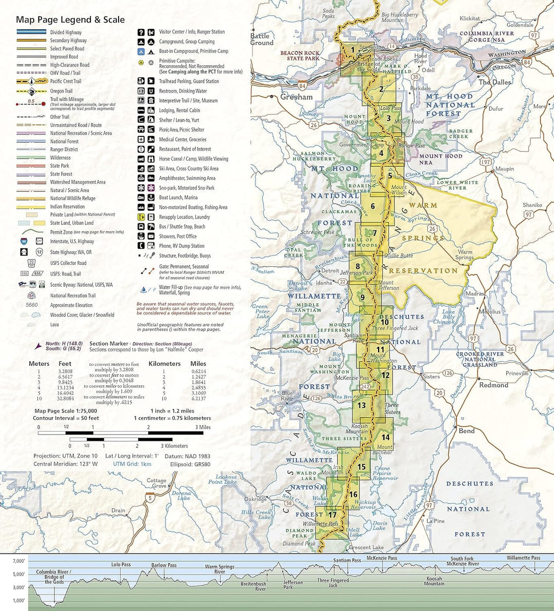 Carte de randonnée n° 1004 - Pacific Crest Trail : Cascade Locks à Willamette Pass (Oregon) | National Geographic carte pliée National Geographic 