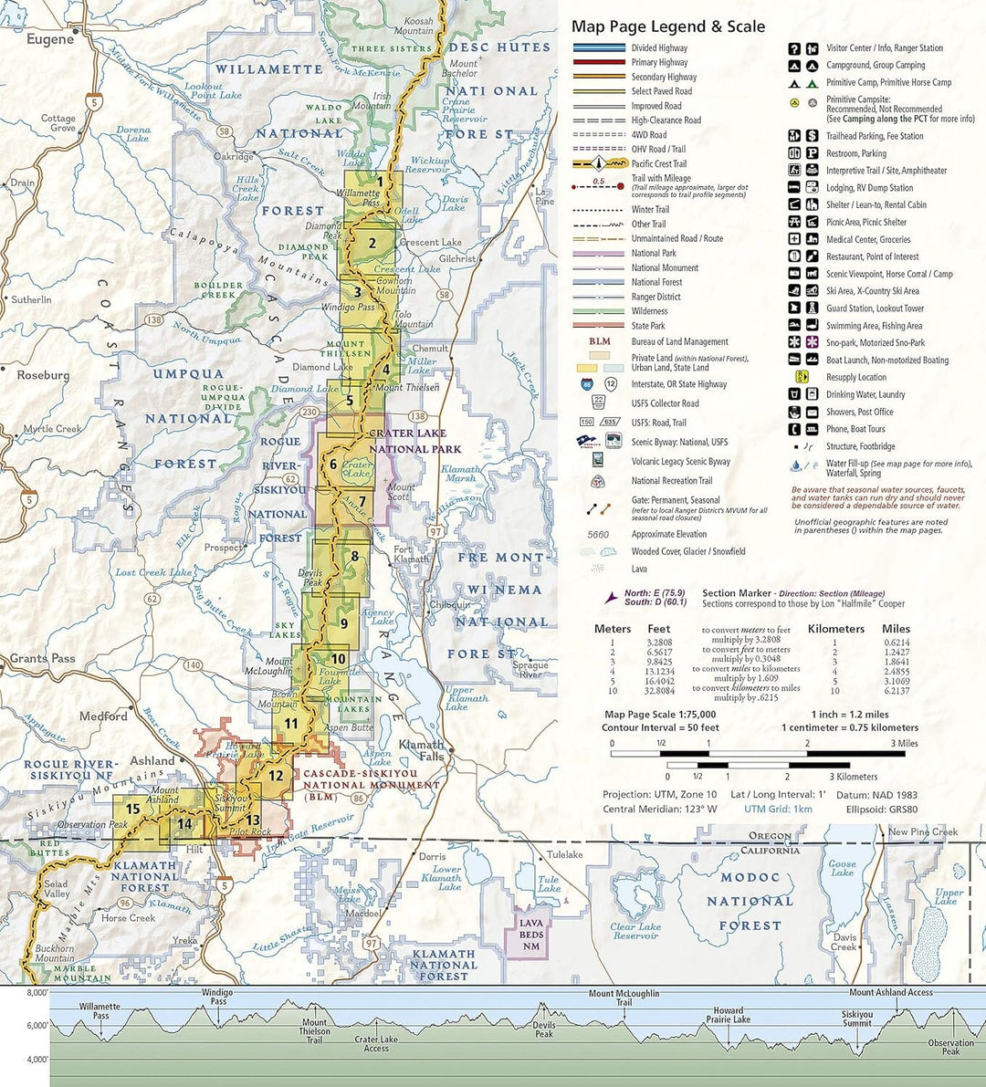 Carte de randonnée n° 1005 - Pacific Crest Trail : Willamette Pass to Siskiyou Summit (Oregon sud) | National Geographic carte pliée National Geographic 