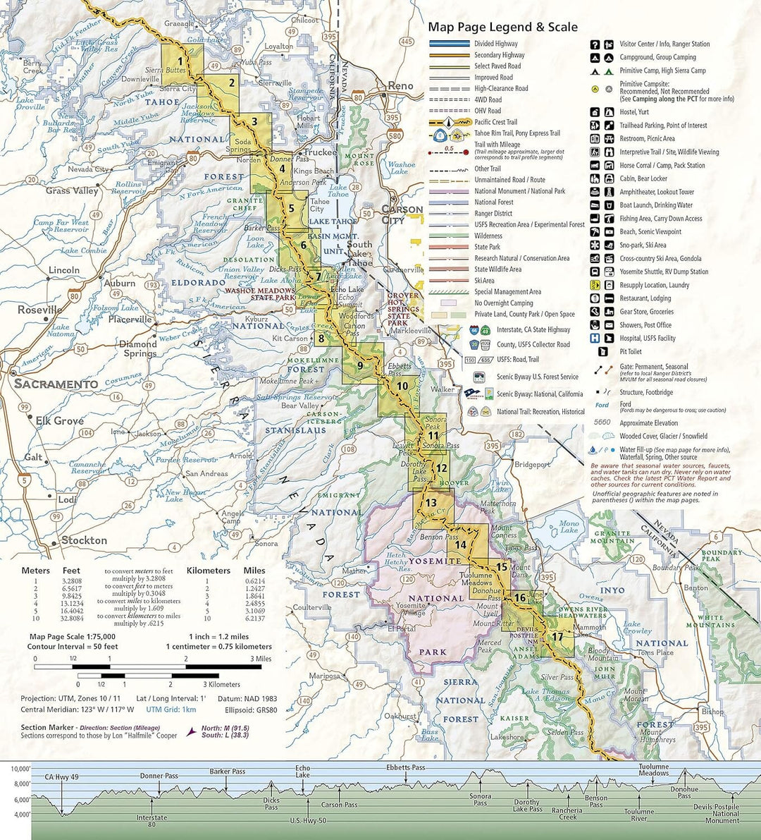 Carte de randonnée n° 1008 - Pacific Crest Trail : Sierra Buttes au Devil's Postpile | National Geographic carte pliée National Geographic 