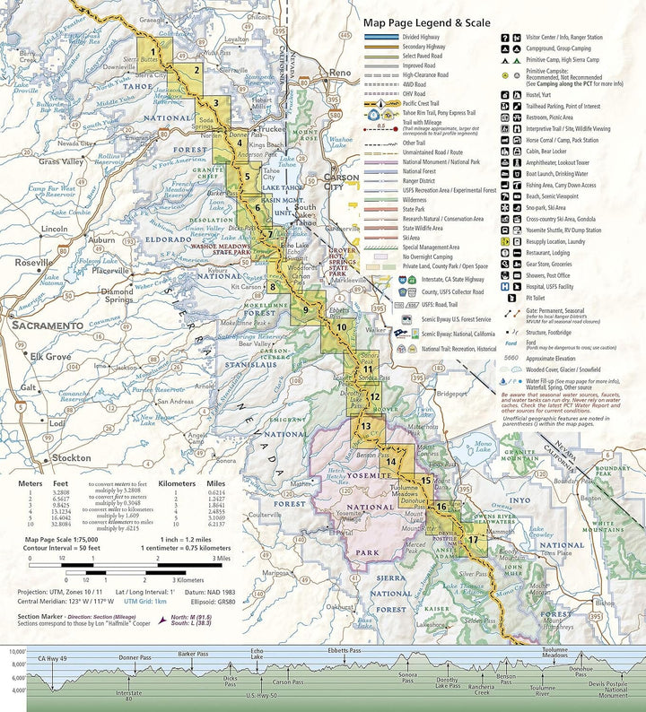 Carte de randonnée n° 1008 - Pacific Crest Trail : Sierra Buttes au Devil's Postpile | National Geographic carte pliée National Geographic 