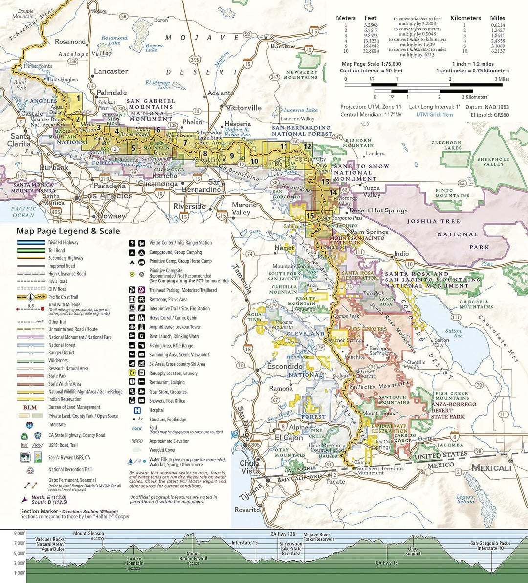 Carte de randonnée n° 1011 - Pacific Crest Trail : Vasquez Rocks à San Gorgonio Pass (Californie) | National Geographic carte pliée National Geographic 