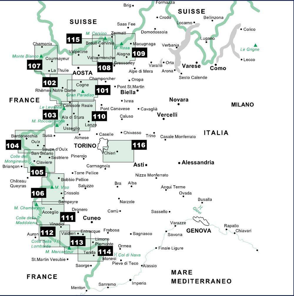 Carte de randonnée n° 102 - Valsavarenche Val Di Rhemes Valgrisenche | Istituto Geografico Centrale carte pliée Istituto Geografico Centrale 