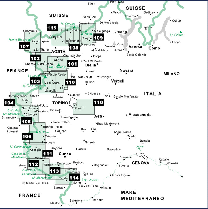 Carte de randonnée n° 102 - Valsavarenche Val Di Rhemes Valgrisenche | Istituto Geografico Centrale carte pliée Istituto Geografico Centrale 