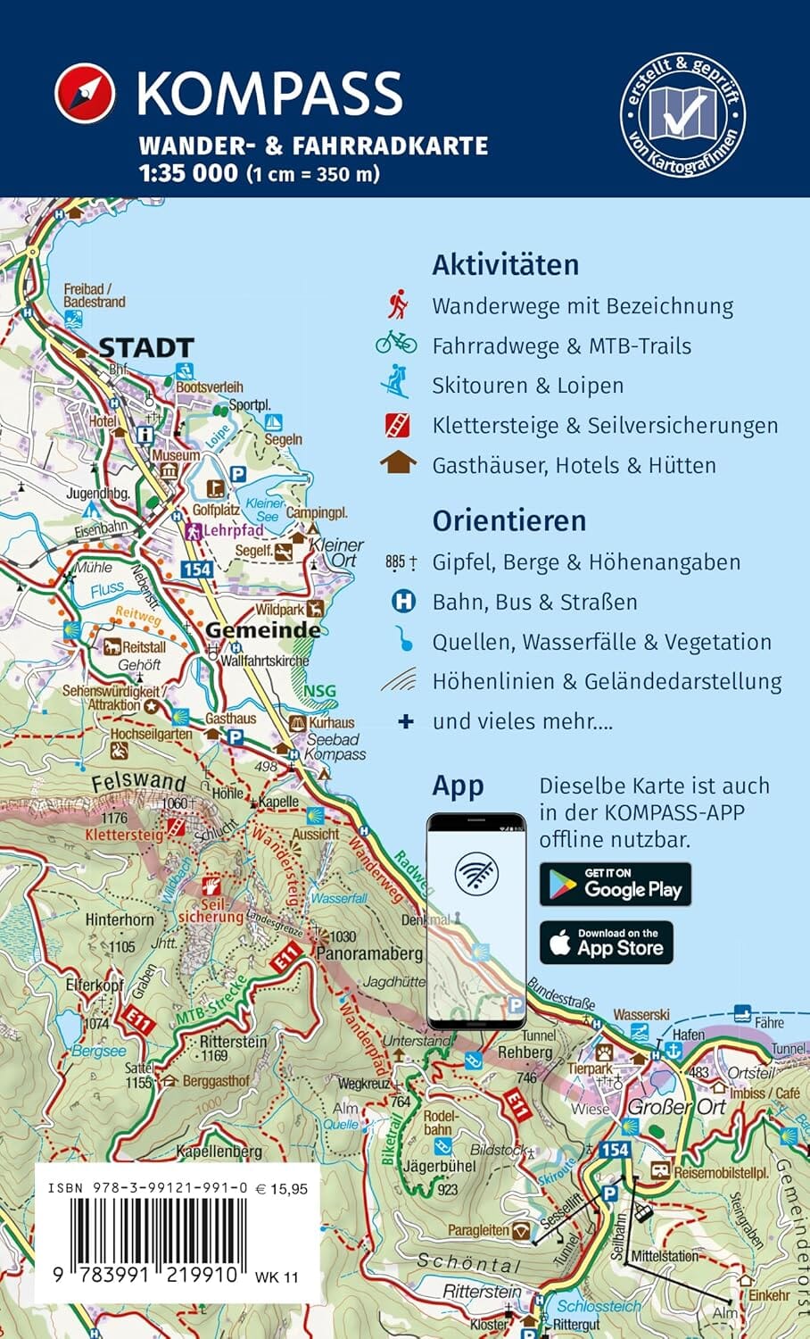 Carte de randonnée n° 11 - Lac de Constance (Allemagne, Suisse) | Kompass carte pliée Kompass 