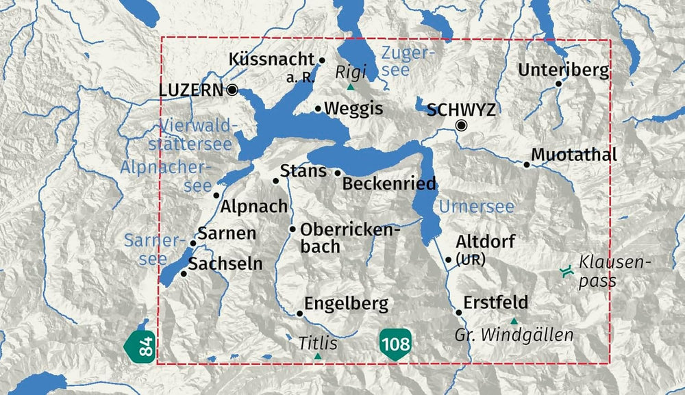Carte de randonnée n° 116 - Lac de Vierwaldstatter, Lucerne (Suisse) | Kompass carte pliée Kompass 
