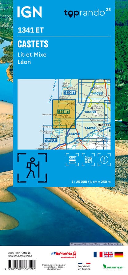 Carte de randonnée n° 1726 - Neuville-de-Poitou, Vouillé, Mirebeau | IGN - Série Bleue carte pliée IGN 