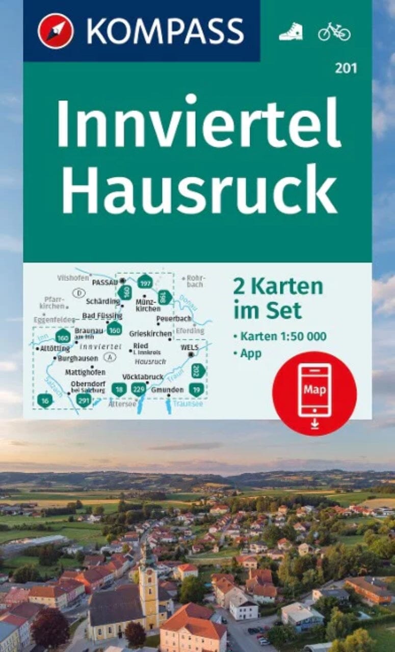 Carte de randonnée n° 201 - Innviertel, Hausruck 2-Set (Tyrol, Autriche) | Kompass carte pliée Kompass 