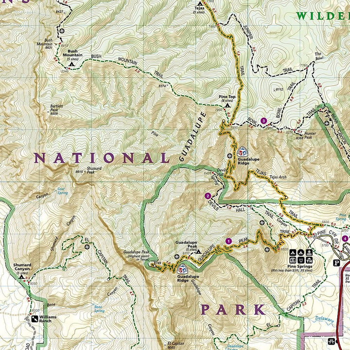 Carte de randonnée n° 203 - Guadalupe Mountains National Park (Texas) | National Geographic carte pliée National Geographic 