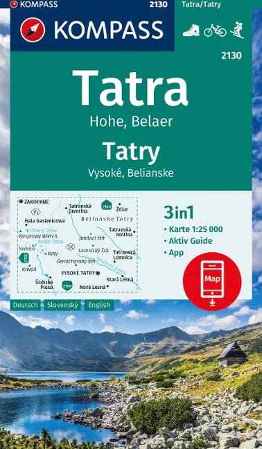 Carte de randonnée n° 2130 - Haut Tatras (Slovaquie, Pologne) | Kompass carte pliée Kompass 