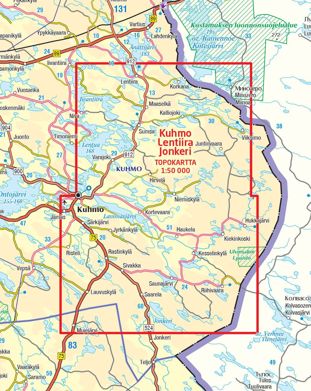 Carte de randonnée n° 23 - Kuhmo Lentiira Jonkeri (Laponie) | Karttakeskus carte pliée Karttakeskus 