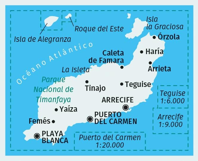 Carte de randonnée n° 241 - Lanzarote | Kompass carte pliée Kompass 