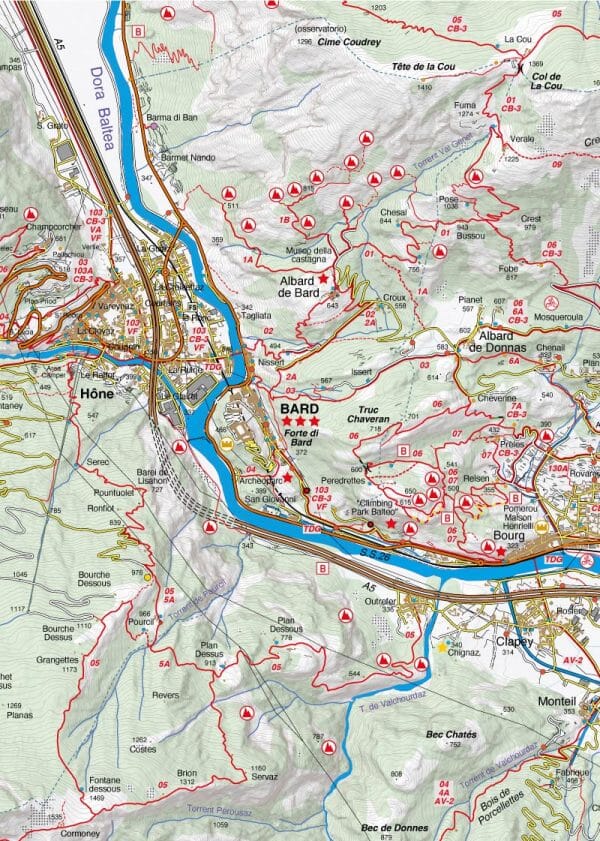 Carte de randonnée n° 25-38 - Bassa Valle di Gressoney, Bassa Val d'Ayas, Oropa | Fraternali - 1/25 000 carte pliée Fraternali 