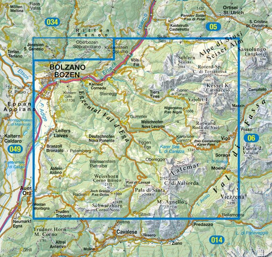 Carte de randonnée n° 29 - Schlern, Rosengarten et Latemar (Italie) | Tabacco carte pliée Tabacco 