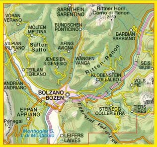 Carte de randonnée n° 34 - Bolzano et Renon (Italie) | Tabacco carte pliée Tabacco 