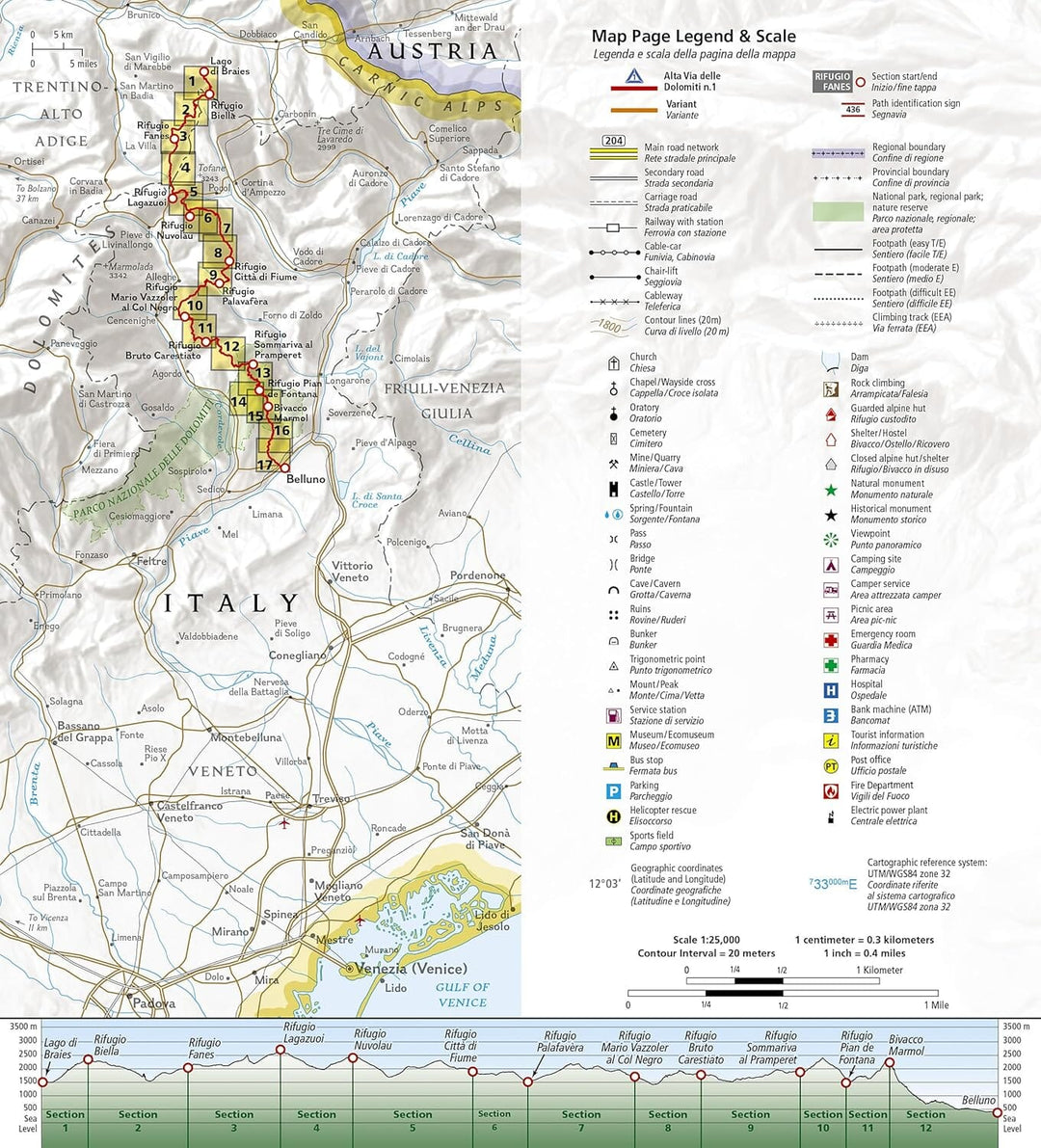 Carte de randonnée n° 4007 - Dolomite High Route - Alta Via 1 (Dolomites) | National Geographic carte pliée National Geographic 