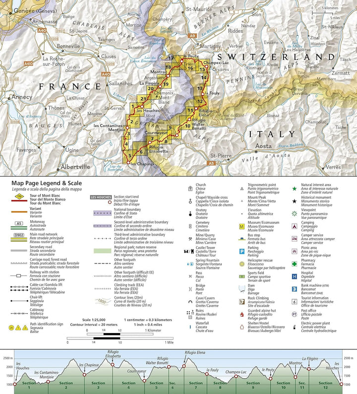 Carte de randonnée n° 4010 - Tour de Mont Blanc (TMB) | National Geographic carte pliée National Geographic 