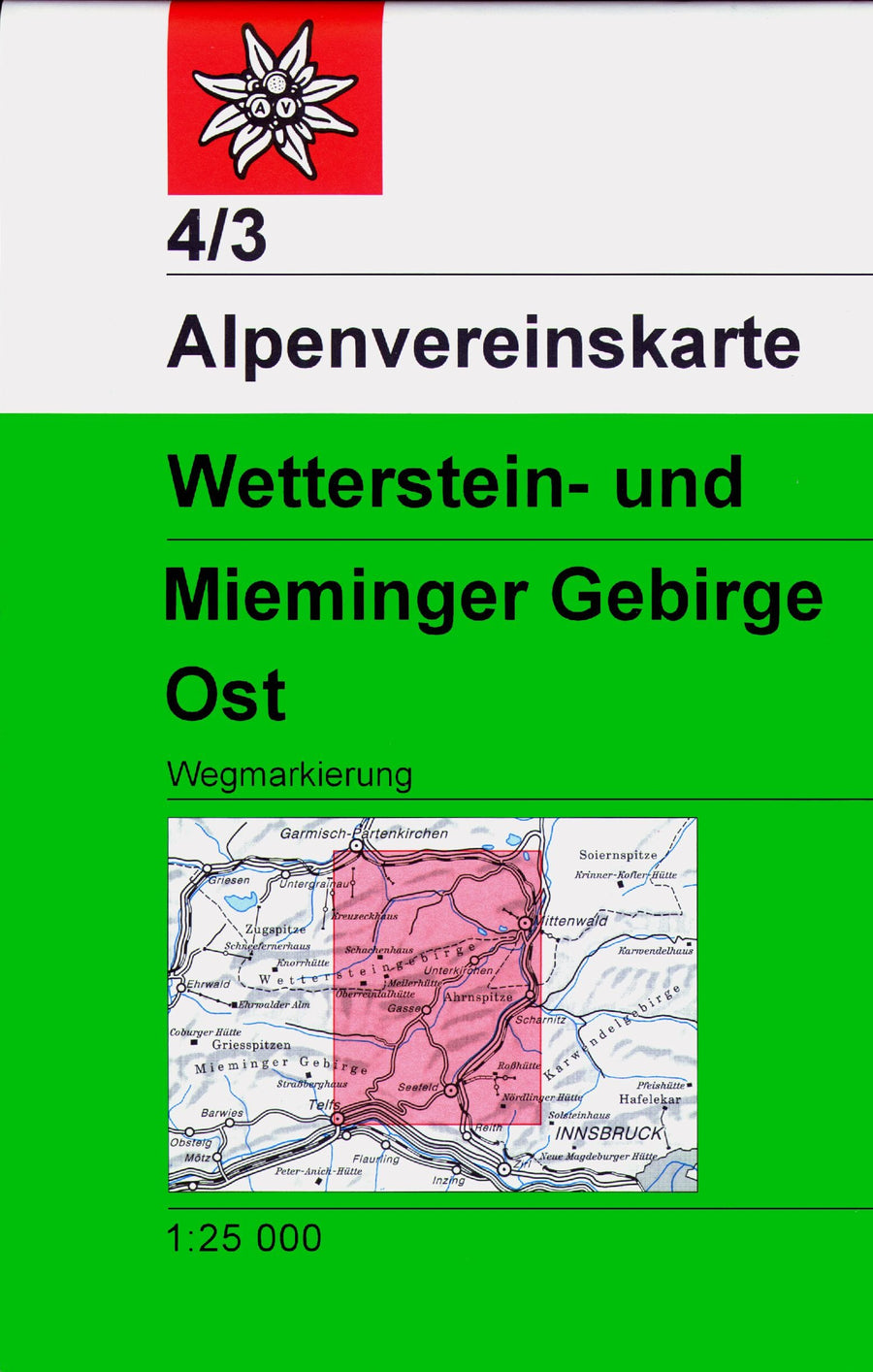 Carte de randonnée n° 4/3 - Massifs de Wetterstein et de Mieminger Est | Alpenverein carte pliée Alpenverein 