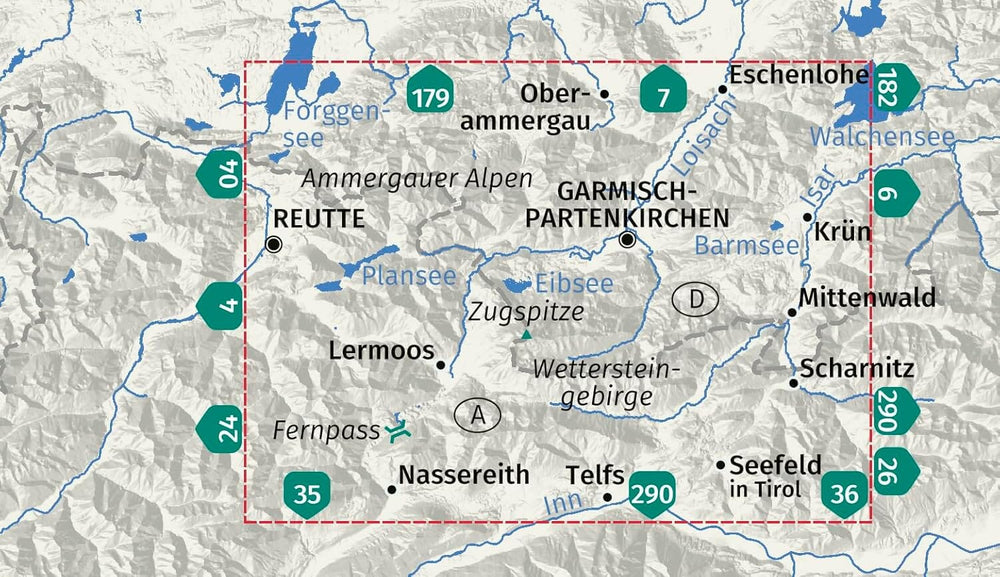 Carte de randonnée n° 5 - Wettersteingebirge, Zugspitzgebiet (Autriche) | Kompass carte pliée Kompass 