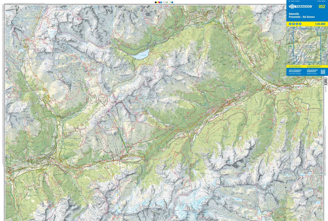 Carte de randonnée n° 52 - Massif d'Adamello-Presanella (Italie) | Tabacco carte pliée Tabacco 