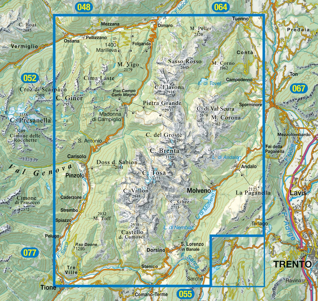 Carte de randonnée n° 53 - Dolomites de Brenta (Dolomites) | Tabacco carte pliée Tabacco 