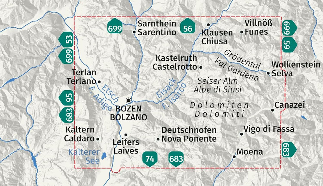 Carte de randonnée n° 54 - Bozen / Bolzano & environs (Italie) | Kompass carte pliée Kompass 