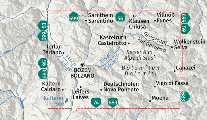 Carte de randonnée n° 54 - Bozen / Bolzano & environs (Italie) | Kompass carte pliée Kompass 