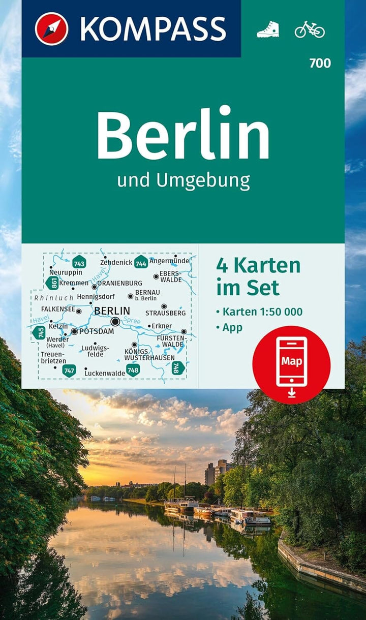 Carte de randonnée n° 700 - Berlin & environs (lot de 4 cartes) | Kompass carte pliée Kompass 