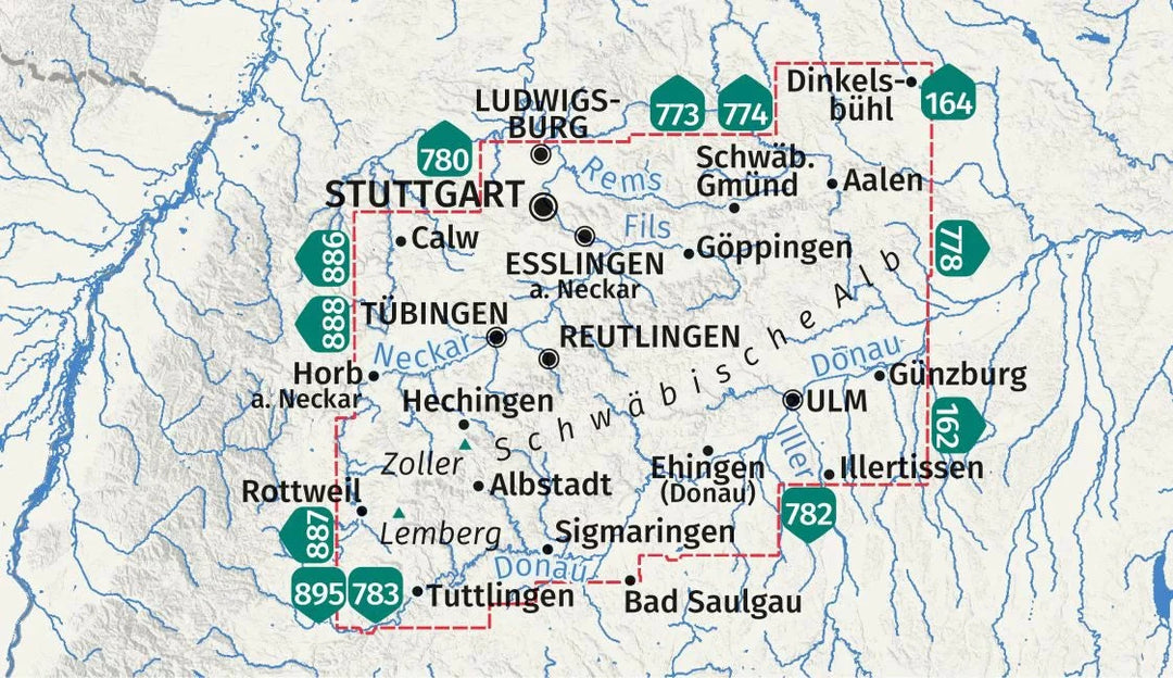 Carte de randonnée n° 767 - Jura souabe, lot de 4 cartes (Allemagne) | Kompass carte pliée Kompass 