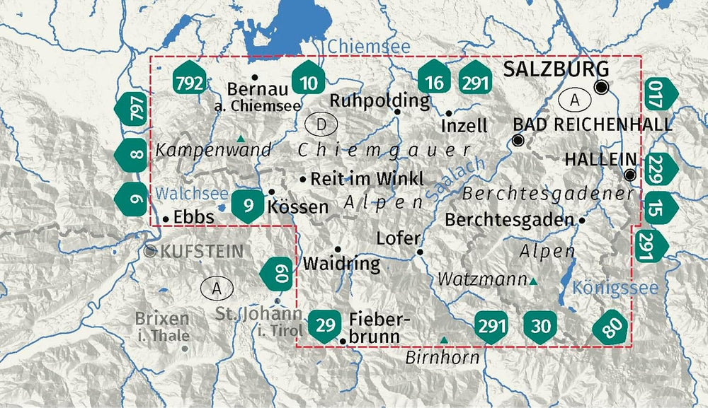 Carte de randonnée n° 795 - Alpes de Berhtesgaden et de Chiemgau (Allemagne) | Kompass carte pliée Kompass 