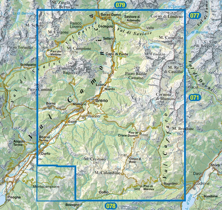 Carte de randonnée n° 81 - Val Camonica, Breno, Val Caffaro (Italie) | Tabacco carte pliée Tabacco 