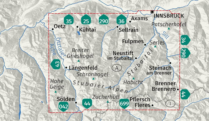 Carte de randonnée n° 83 - Stubaier Alpen (Autriche) | Kompass carte de randonnée Kompass 