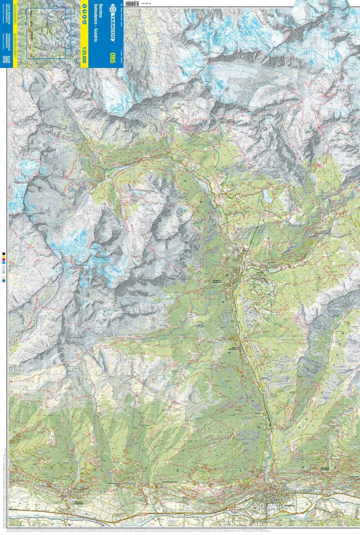 Carte de randonnée n° 85 - Bernina, Valmalenco, Sondrio (Italie) | Tabacco carte pliée Tabacco 