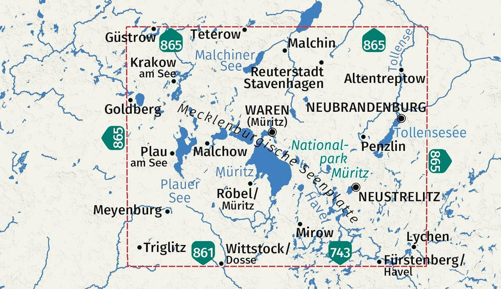 Carte de randonnée n° 855 - Müritz (Allemagne) | Kompass carte pliée Kompass 