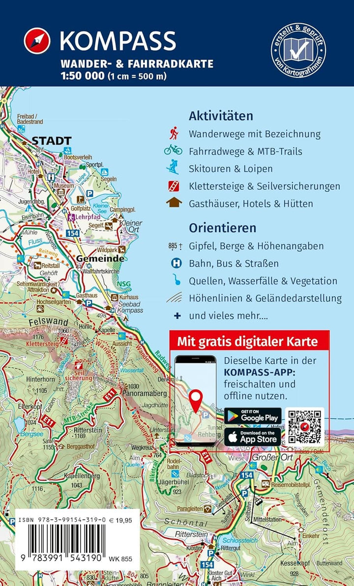 Carte de randonnée n° 855 - Müritz (Allemagne) | Kompass carte pliée Kompass 
