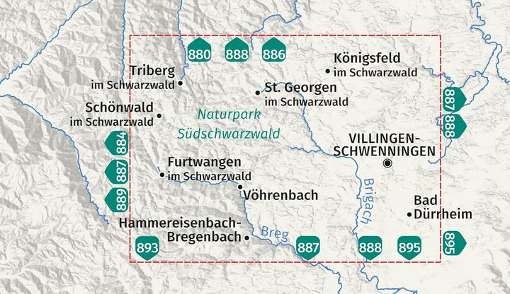 Carte de randonnée n° 885 - St. Georgen, Triberg, Forêt Noire Sud (Allemagne) | Kompass carte pliée Kompass 