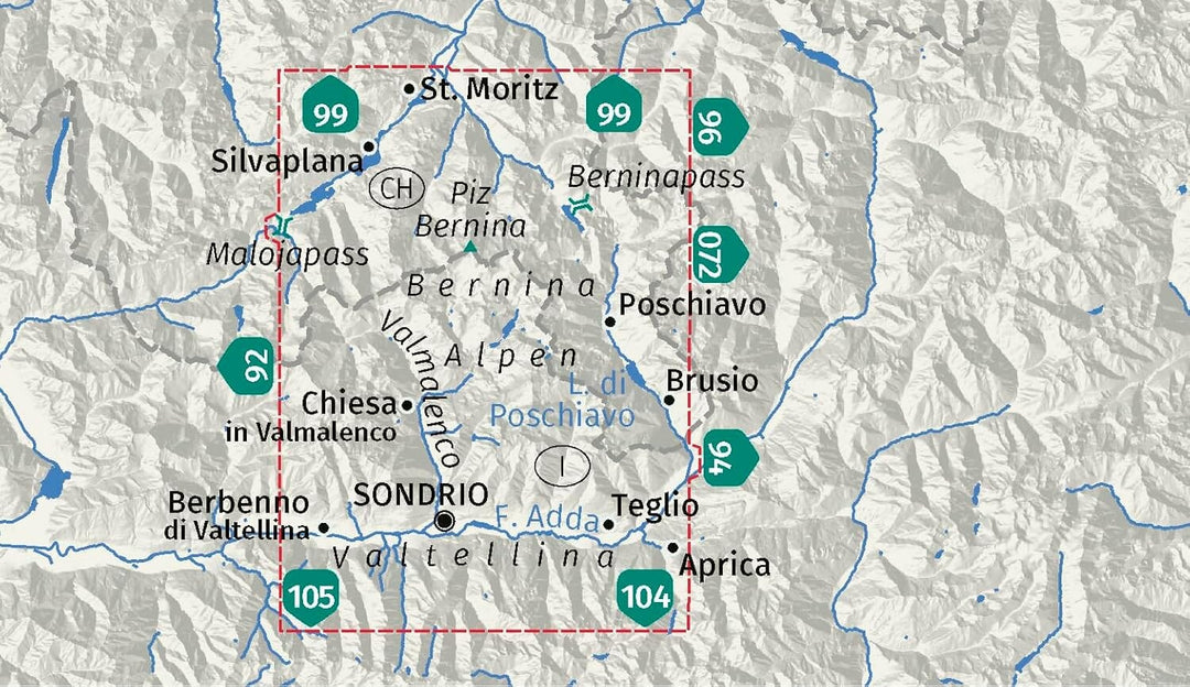 Carte de randonnée n° 93 - Bernina, Valmalenco, Sondrio (Italie, Suisse) | Kompass carte pliée Kompass 